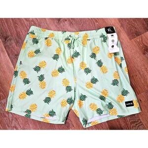 Hurley Mens Lime Green Windsea Pineapple Print Swim Trunks Size XL 36/38